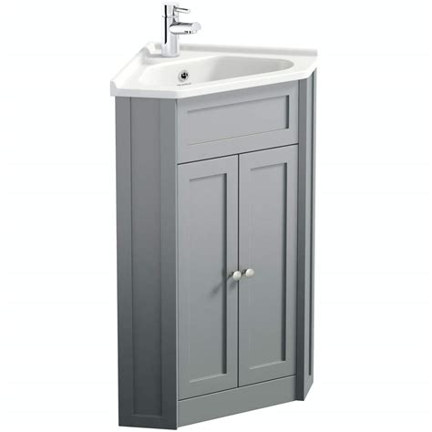 The Bath Co. Camberley satin grey corner floorstanding vanity unit and ...