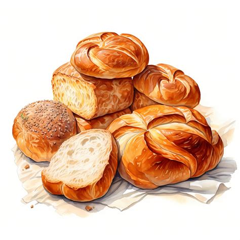 Fresh Breads Clipart, Baked Bread Images, 10 Watercolor Clip Art ...