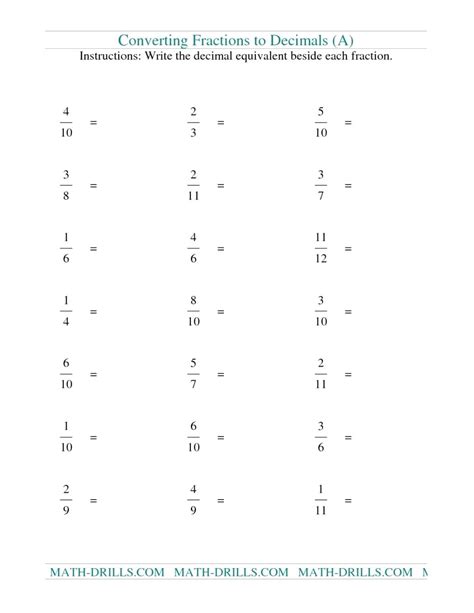 Fraction Decimal Percent Worksheet — db-excel.com