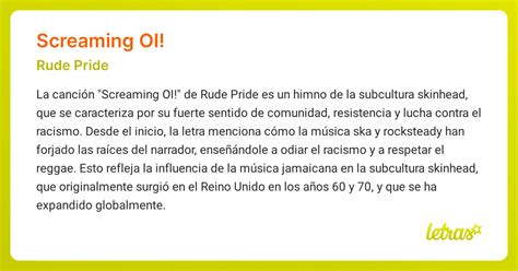 Significado de la canción SCREAMING OI! (Rude Pride) - LETRAS.COM