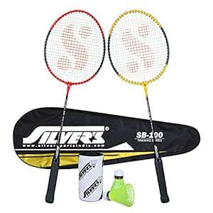 Silver's SB-100 Combo-2 (2 B/Rackets with 1 Full Cover + 2 Pcs Plastic ...