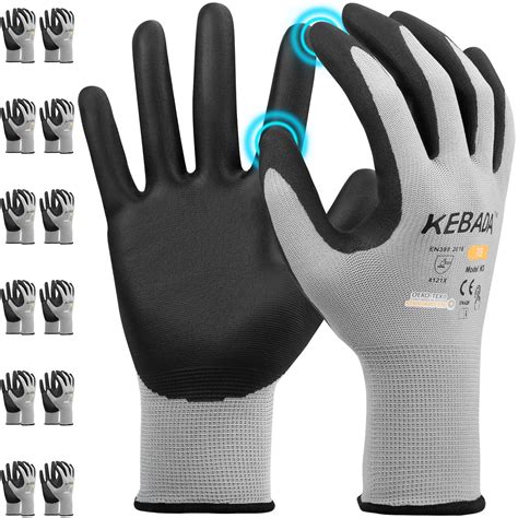 Kebada W3 Work Gloves for Men and Women, Touchscreen Nylon Working ...