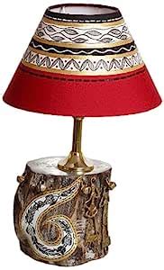 Aapno Rajasthan Authentic Wooden Lamp Stand with Dhokra Work and Warli ...