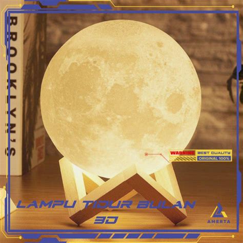 Promo Lampu Tidur 3D Printed Moon Night Light Table Lamp 12 cm - Kota ...