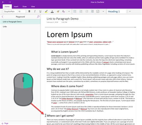 Image result for Link Paragraphs in OneNote