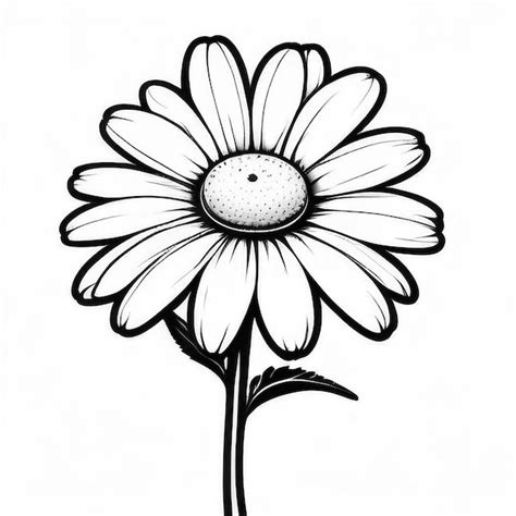 Daisy flower outline black and white cute coloring book | Premium AI ...