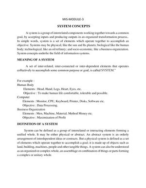 Doc 6 - Characteristics of system - Management Information System - Studocu