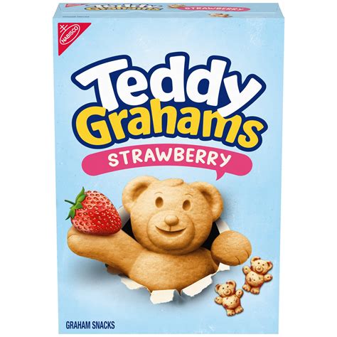Teddy Grahams Strawberry Flavor Graham Snacks 10 oz Bear-Shaped Crunchy ...