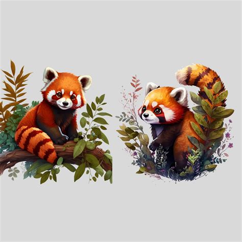 4 Red Pandas Clipart, Red Panda Clipart, Red Panda Bundle PNG, Pack of ...