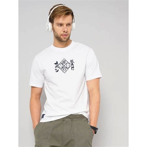 Naruto - Blanc Printed Round Neck Cotton T-shirt | Celio