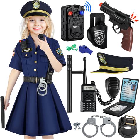 Amazon.com: Loscola Police Costume for Girls Kids, Police Officer ...