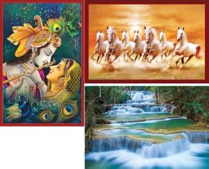 FATHER AND SONS 45.72 cm Vastu Nano Poster White 7 Horse Running ...