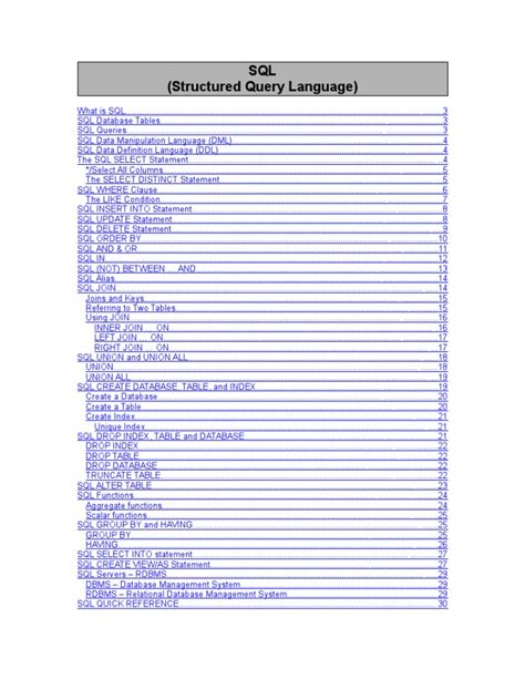 Image result for SQL Structured Query Language PDF