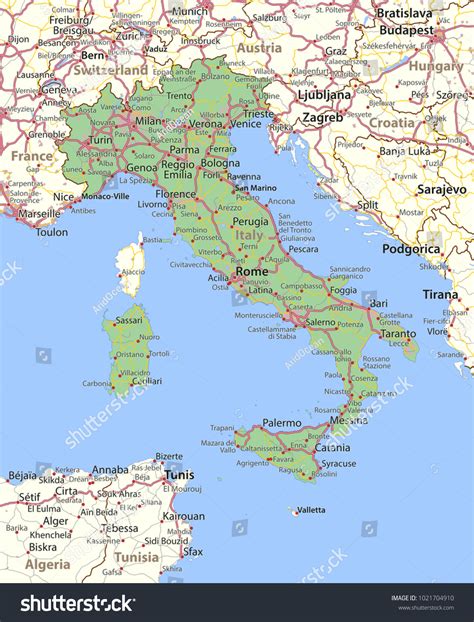 Map Italy Shows Country Borders Urban Stock Vector (Royalty Free ...