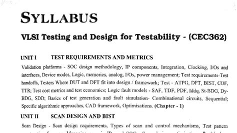 VLSI Testing and Design for Testability (CEC362) - Comprehensive ...
