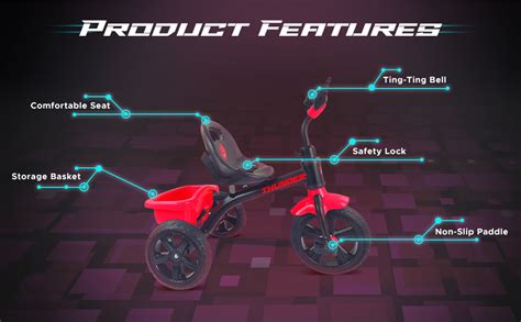 Dash Thunder Sports Tricycle for Kids, Trike Push & Plug Baby Trike ...