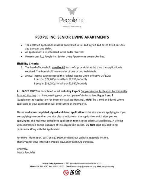 Fillable Online People Inc. Senior Living Apartments Fax Email Print ...