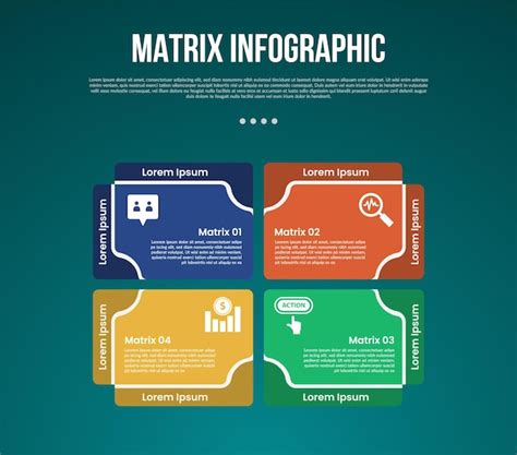 Matrix structure dimensions template infographic with creative box with ...