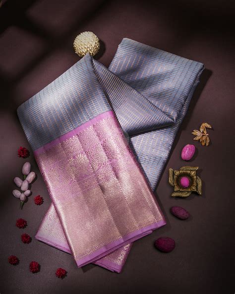 Powder Blue & Baby Pink Kanjivaram Silk Saree - S860 – Pashudh Sarees