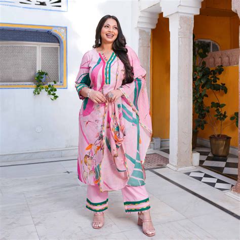Buy Orchid Aura Summer Story Cotton Suit Set | Meera Plus Size