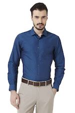 Buy Men Blue Full Sleeves Formal Shirt Online - 84257 | Peter England