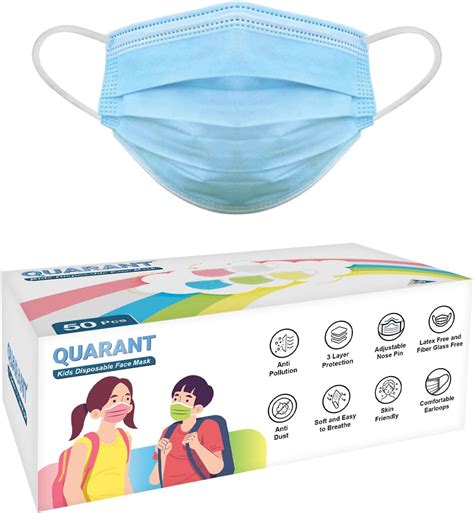 QUARANT Meltblown Fabric Kids 3 Ply Disposable Face Mask with Nose Clip ...