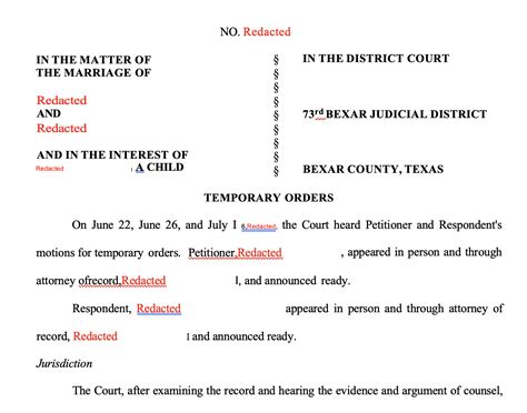 Temporary Orders For Custody and Divorce Case Example | Law Form Starter™️