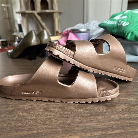 Rose gold rubber Birkenstock sandals #birks... - Depop