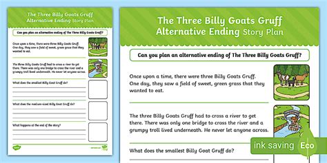 The Three Billy Goats Gruff Alternative Ending Template