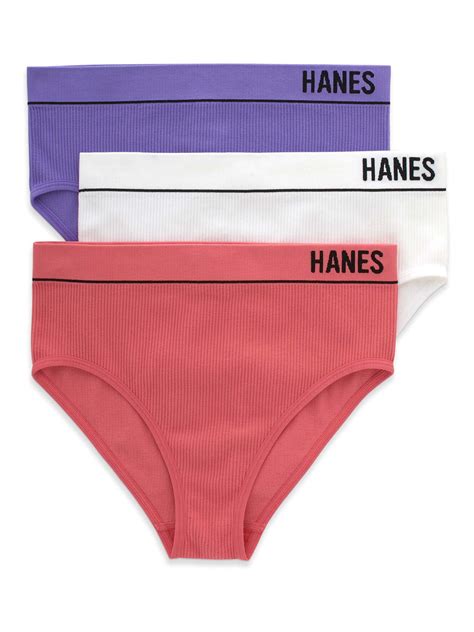 Hanes Originals Women's Seamless Rib Hi-Leg Bikini Underwear, 3-Pack ...