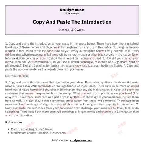Copy And Paste The Introduction Free Essay Example