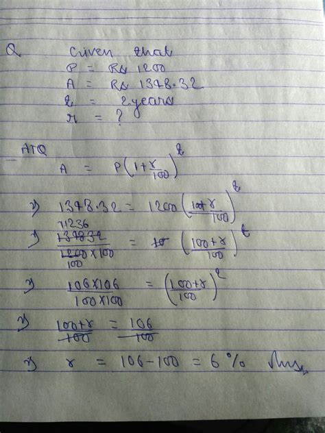 1.At what rate of compound interest per annum will a sum of Rs. 1200 ...