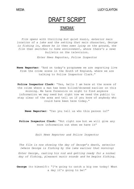 Image result for Final Draft Script Sample