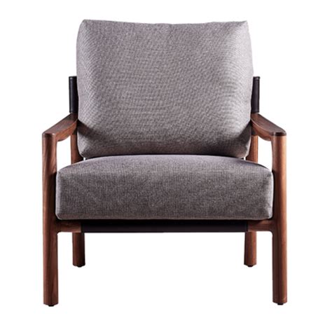 云崖 新中式实木单人位休闲沙发客厅单人椅布艺家具-美间设计