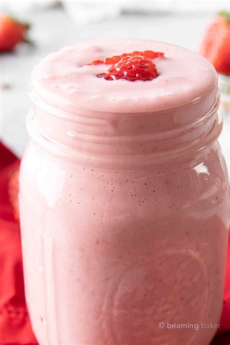 Strawberry Vegan Protein Shake Recipe - Beaming Baker