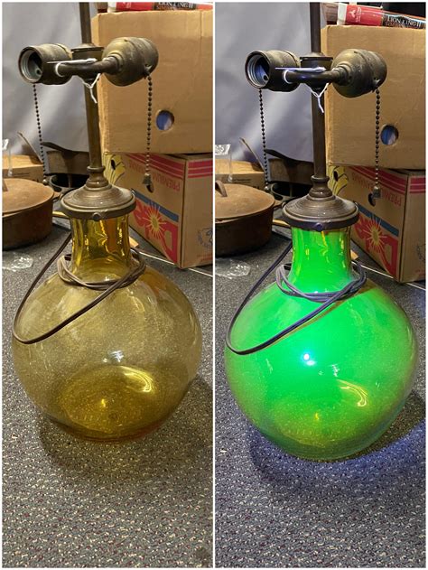 Scored this amber uranium glass lamp at the flea market this weekend ...