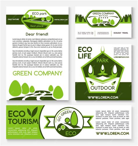 Eco tourism and green travel vector templates | Premium Vector