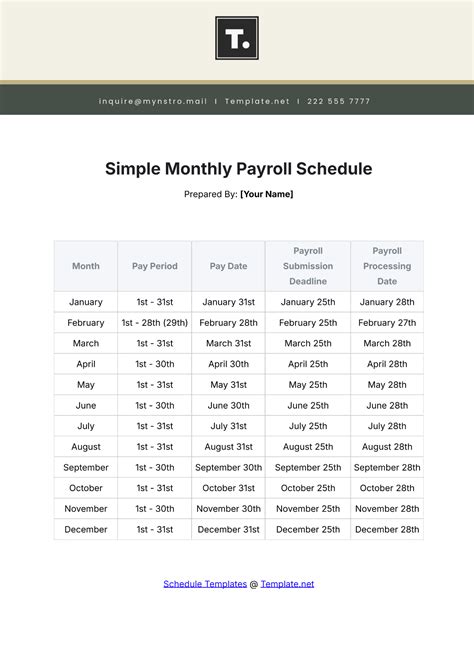 Free Payroll Schedule Templates, Editable and Printable