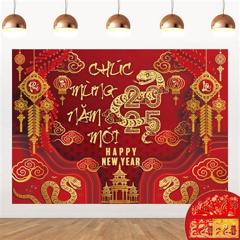 IRCOR TET Decorations 2025 Vietnamese New Year Backdrop with 12 Red ...