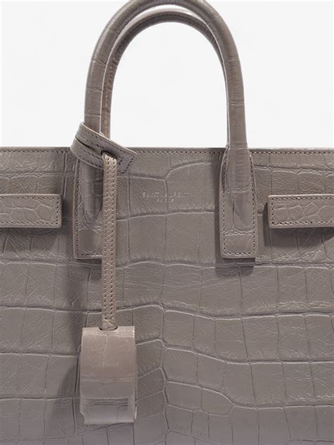 Sac De Jour Grey Croc Embossed Leather Nano | Luxe Collective