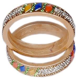 Buy VR Golden Gem Lakh Handmade Bangle Set for Women (Set of 2) at ...