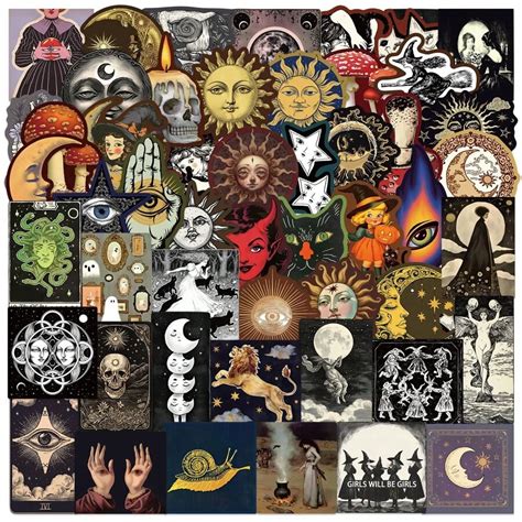 50Pcs Mysterious Celestial Bodies Stickers Funny Stickers Vintage ...