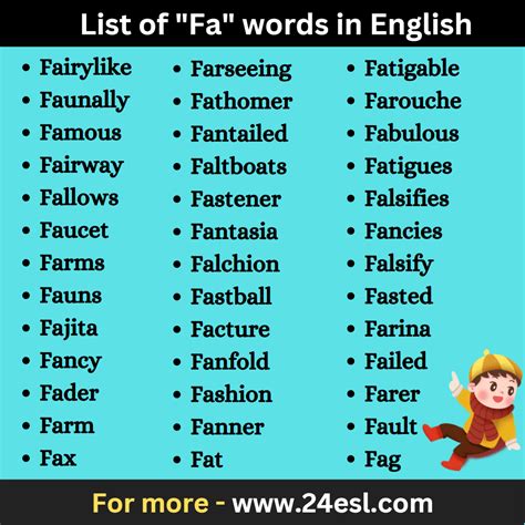 Words Beginning With Fa
