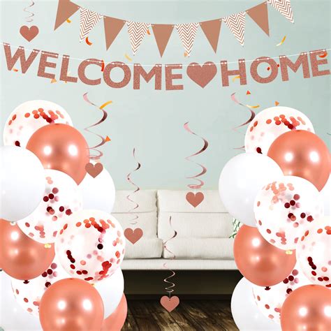 Buy RUSUANJUN 18 Pcs Welcome Home Banner Glitter Welcome Back Balloon ...