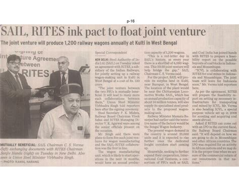 SAIL, RITES ink pact to float joint venture | SAIL