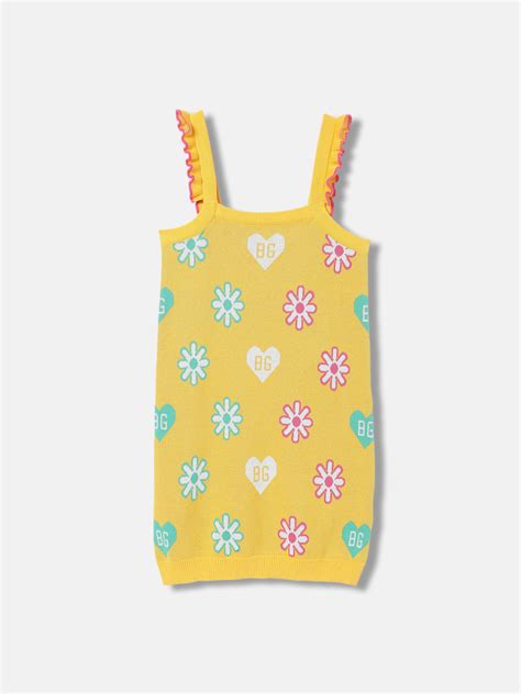 Shop Blue Giraffe Girls Yellow Printed Shoulder Straps Sleeveless Dress ...