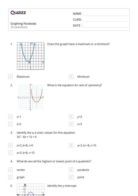50+ graphing parabolas worksheets on Quizizz | Free & Printable