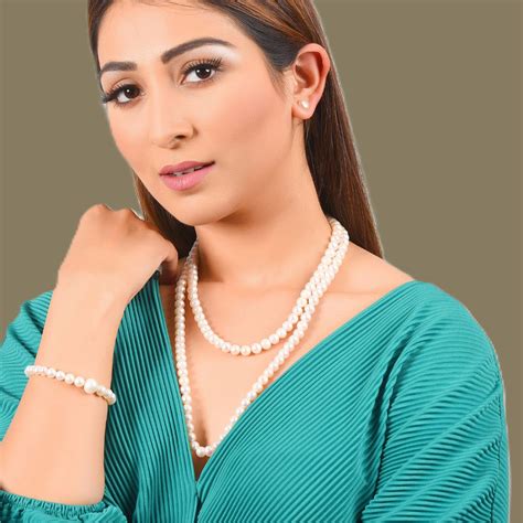 White Round Real Pearl Necklace – 48" Long Layered | CherishBox ...