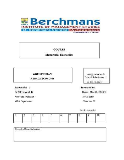 World Indian Kerala Economy - Submitted to : Submitted by: Dr Siby ...
