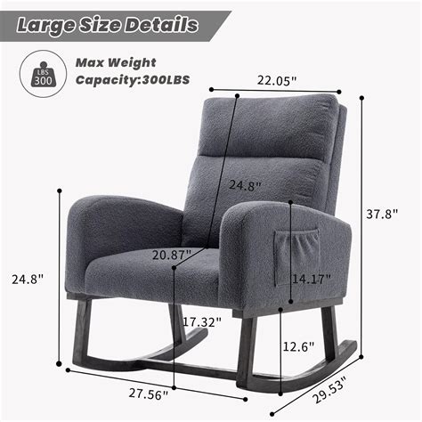 Buy HOMYKA Teddy Fabric Rocking Glider Chair Nursery with Side Pocket ...